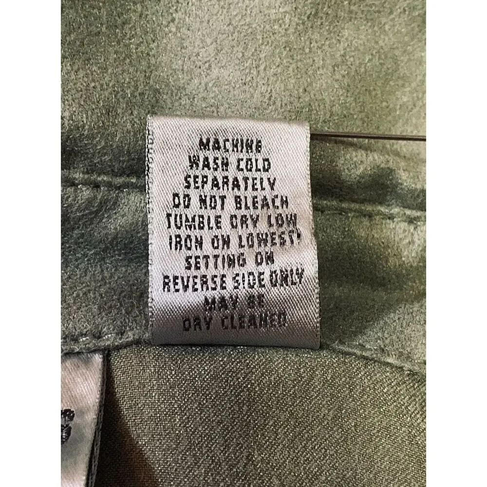 Sz 2 Chicos Faux Suede Shirt Green Womens Shirt Light Unlined Jacket 44